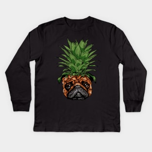 Pineapple Pug Kids Long Sleeve T-Shirt